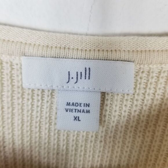 J.Jill Women Fuzzy Sleeve Sweater Size XL Pullover Ivory Cotton Blend Crew Neck - Picture 5 of 6